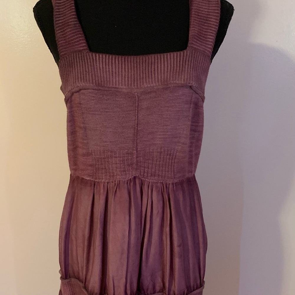 Anthropologie Eloise Silk & Sweater Chemise Dress